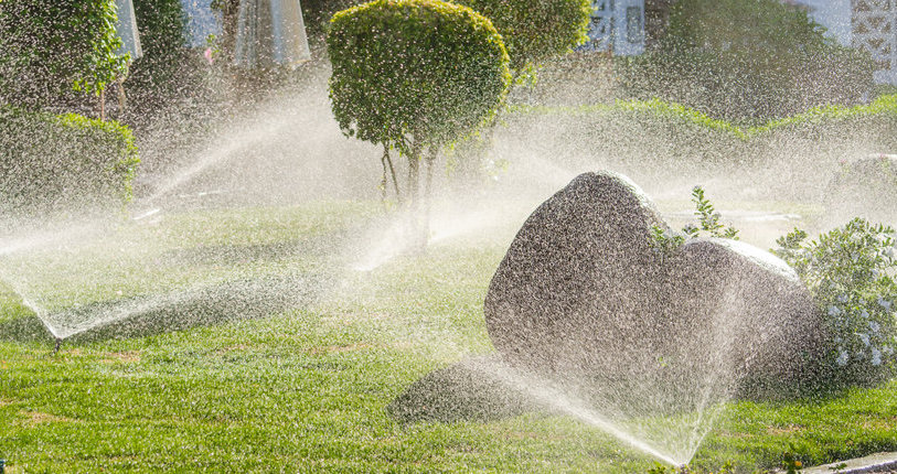 Sprinkler System Watering Landscaping