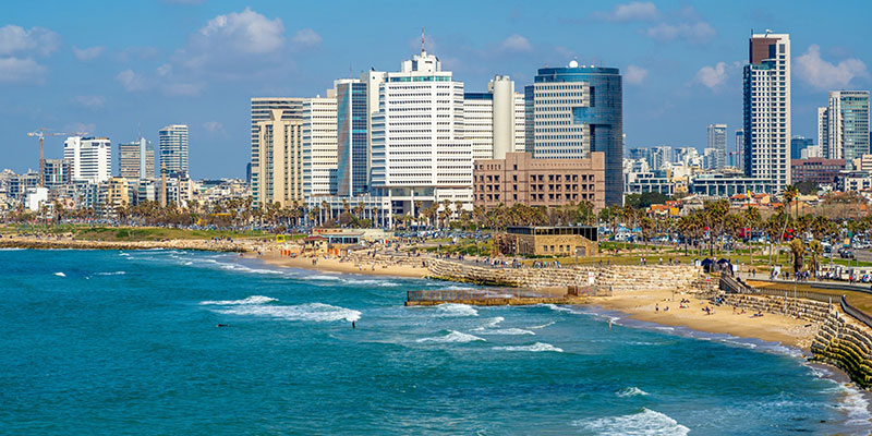 Skyline of Tel Aviv, Israel, at Dusk