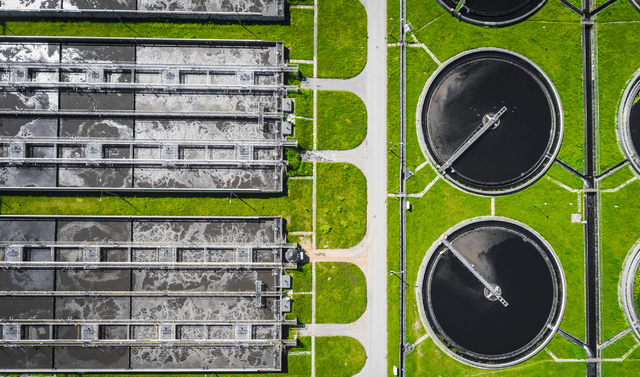 Overhead View of Activated Sludge Treatment Plant