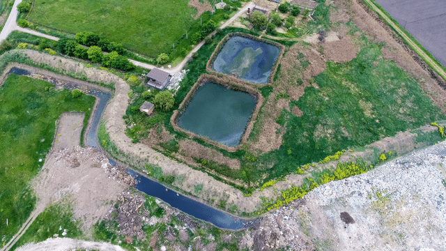 Aerial Photo of Sewage Treatment Pools